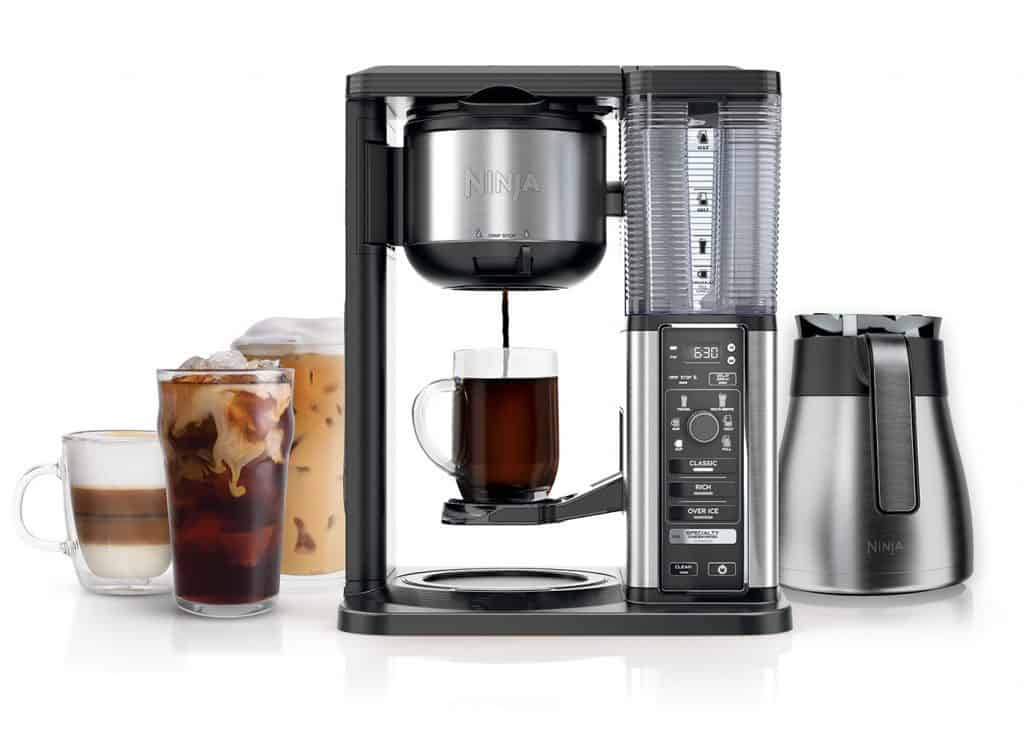 Ninja dual coffee maker brewing into single serve cup